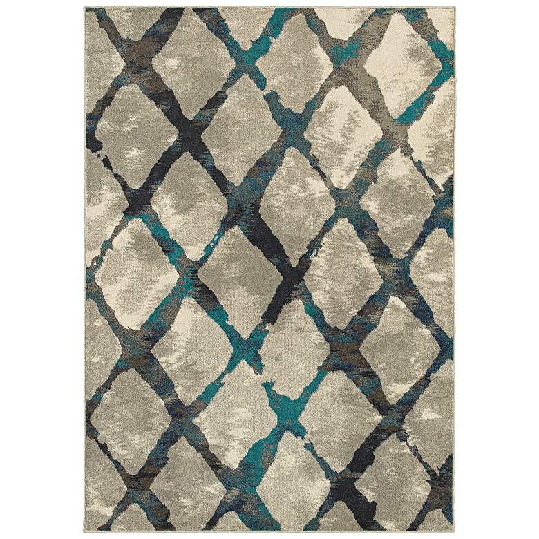 Image 1 Highlands 6613A 5&#39;3 inchx7&#39;6 inch Gray and Blue Area Rug