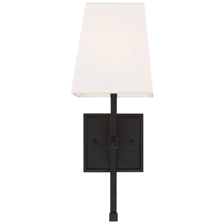 Image 1 Highline; 1 Light; Vanity; Aged Bronze Finish with White Linen Shade