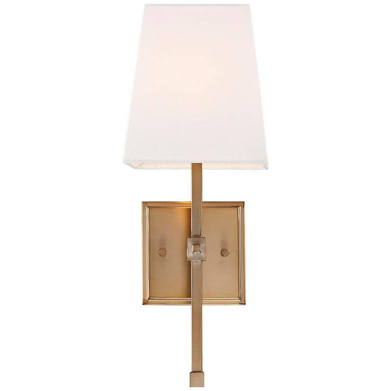 Image 3 Highline 16" High Burnished Brass Wall Sconce w/ Linen Shade more views