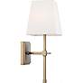 4_Highline 16" High Burnished Brass Wall Sconce w/ Linen Shade more views
