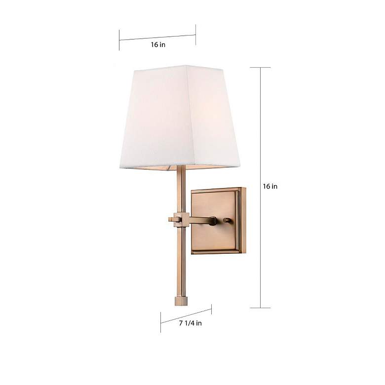 Image 6 Highline 16" High Burnished Brass Wall Sconce w/ Linen Shade more views