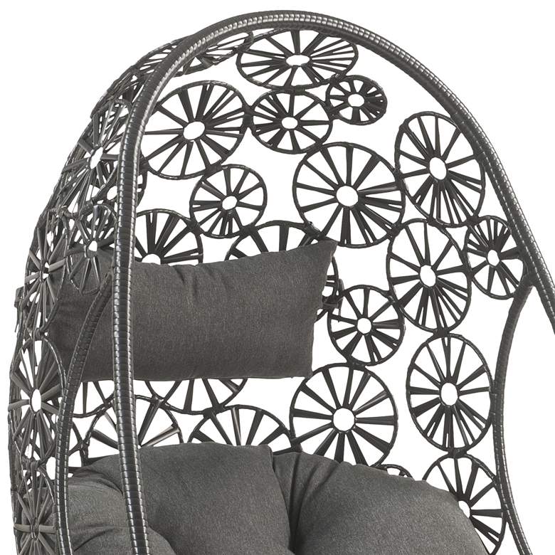 Image 3 Hikre Charcoal Fabric and Black Wicker Teardrop Patio Chair and Side Table more views