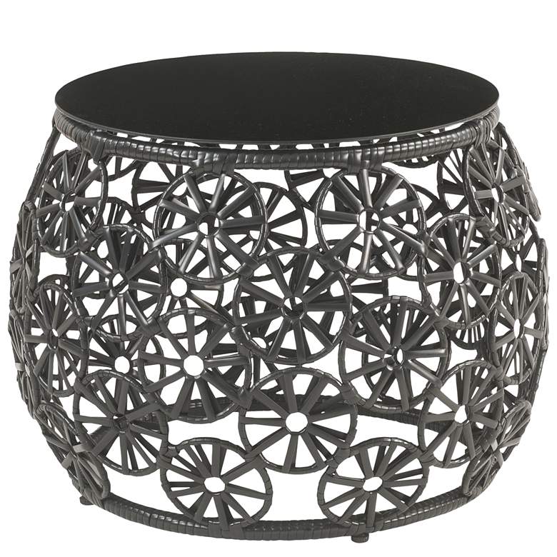 Image 4 Hikre Charcoal Fabric and Black Wicker Teardrop Patio Chair and Side Table more views