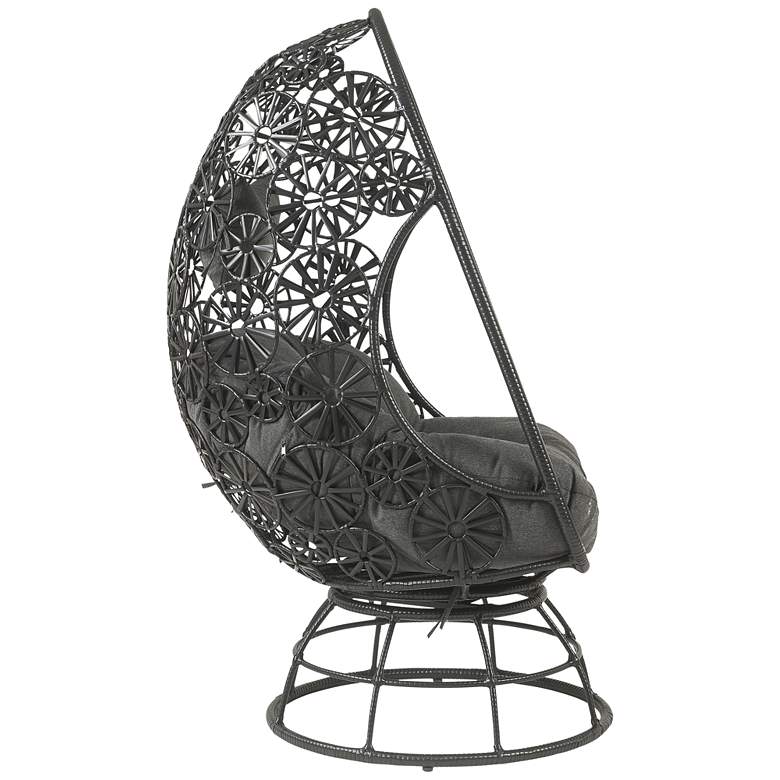 Hikre Charcoal Fabric and Black Wicker Teardrop Patio Chair and Side Table more views