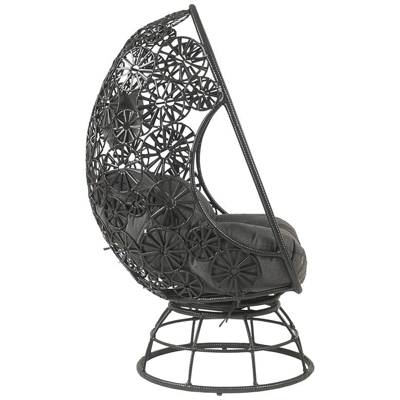 Image 6 Hikre Charcoal Fabric and Black Wicker Teardrop Patio Chair and Side Table more views