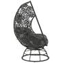6_Hikre Charcoal Fabric and Black Wicker Teardrop Patio Chair and Side Table more views