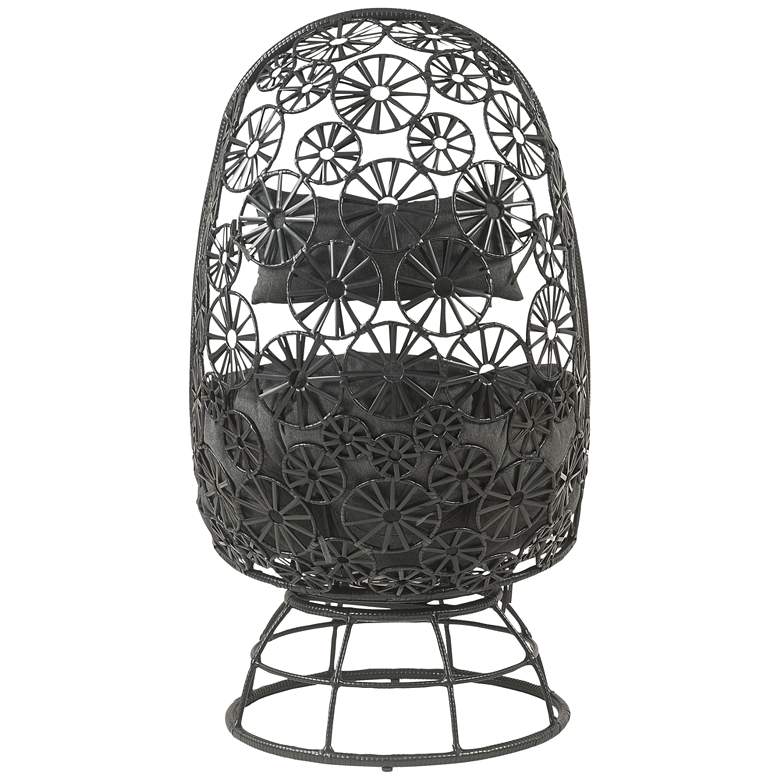 Hikre Charcoal Fabric and Black Wicker Teardrop Patio Chair and Side Table more views