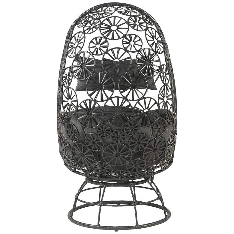 Image 7 Hikre Charcoal Fabric and Black Wicker Teardrop Patio Chair and Side Table more views