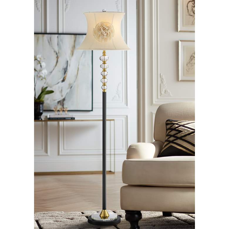 Image 1 Hilary Crystal Stack Floor Lamp with Flower Shade