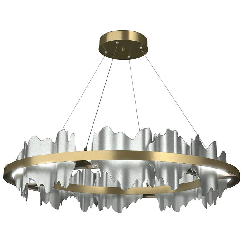 Image 1 Hildene 38"W Accented Circular Modern Brass Standard LED Pendant
