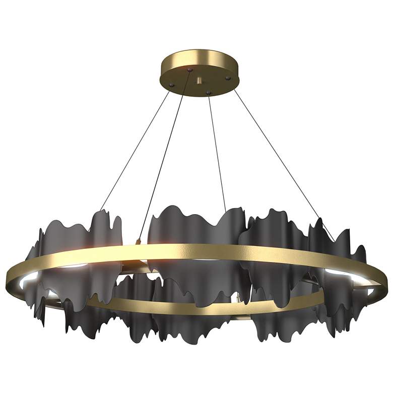Image 1 Hildene 38"W Black Accented Circular Modern Brass Standard LED Pendant