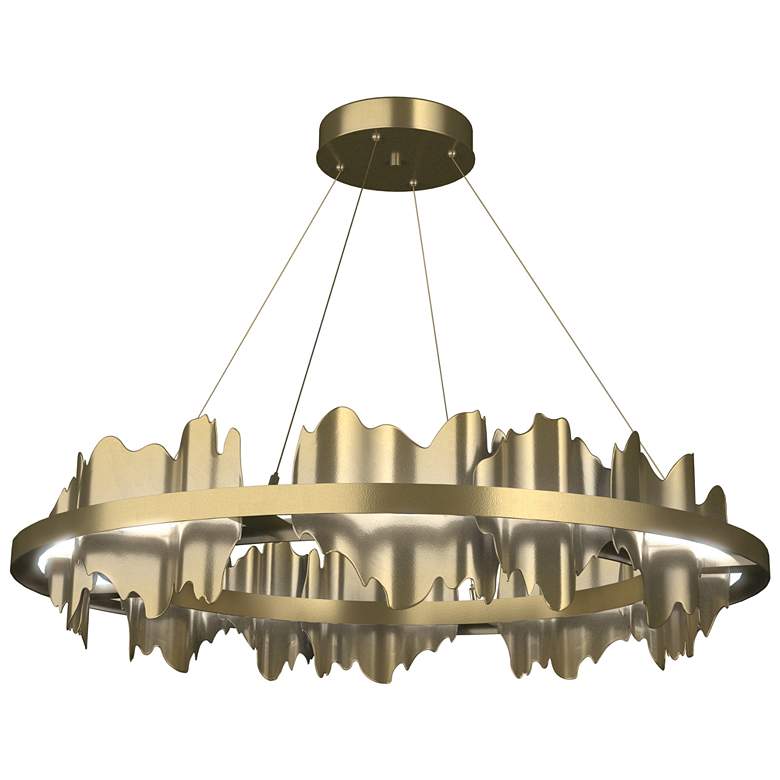 Image 1 Hildene 38"W Brass Accented Circular Brass Standard LED Pendant