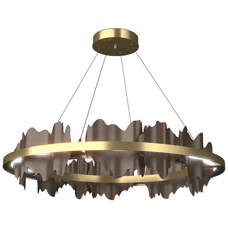 Image 1 Hildene 38 inchW Bronze Accented Circular Modern Brass Standard LED Pendan