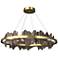 Hildene 38"W Bronze Accented Circular Modern Brass Standard LED Pendan