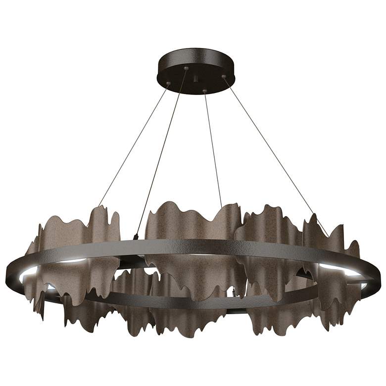 Image 1 Hildene 38"W Bronze Accented Circular Oiled Bronze Standard LED Pendan