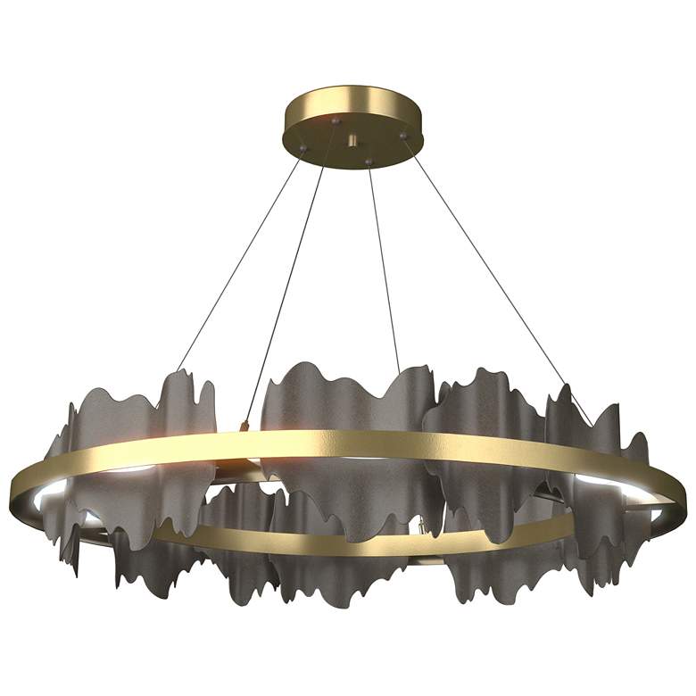 Image 1 Hildene 38"W Dark Smoke Accented Circular Modern Brass Standard LED Pe