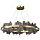 Hildene 38"W Dark Smoke Accented Circular Modern Brass Standard LED Pe