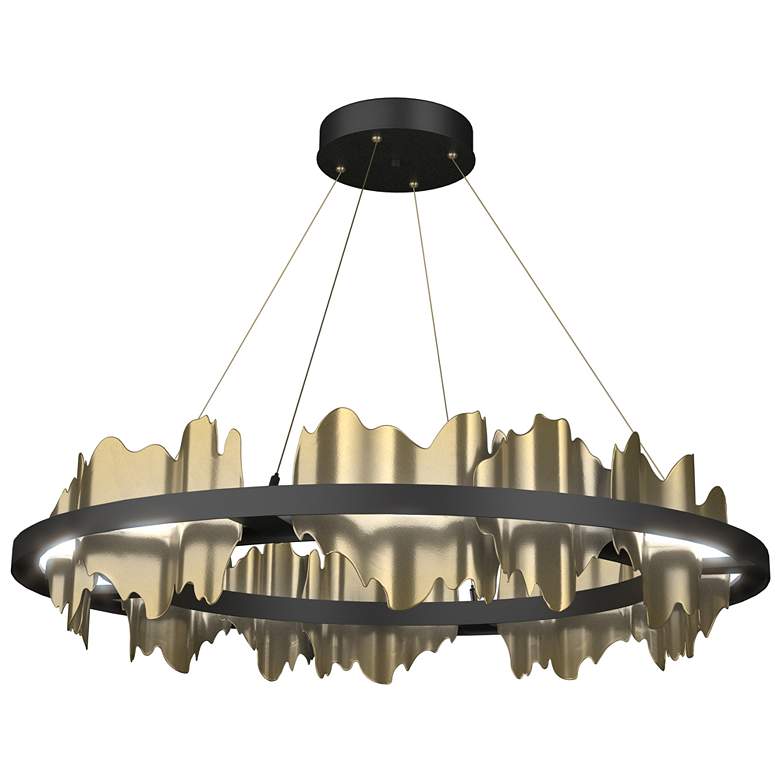 Image 1 Hildene 38"W Modern Brass Accented Circular Black Standard LED Pendant
