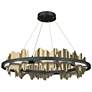 Hildene 38"W Modern Brass Accented Circular Black Standard LED Pendant