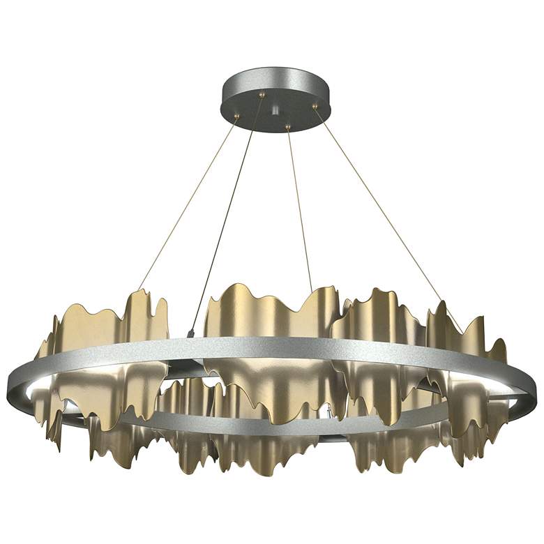 Image 1 Hildene 38"W Modern Brass Accented Circular Standard LED Pendant