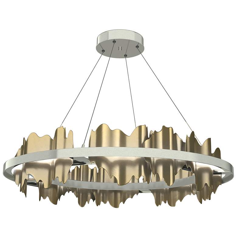 Image 1 Hildene 38"W Modern Brass Accented Circular Sterling Standard LED Pend
