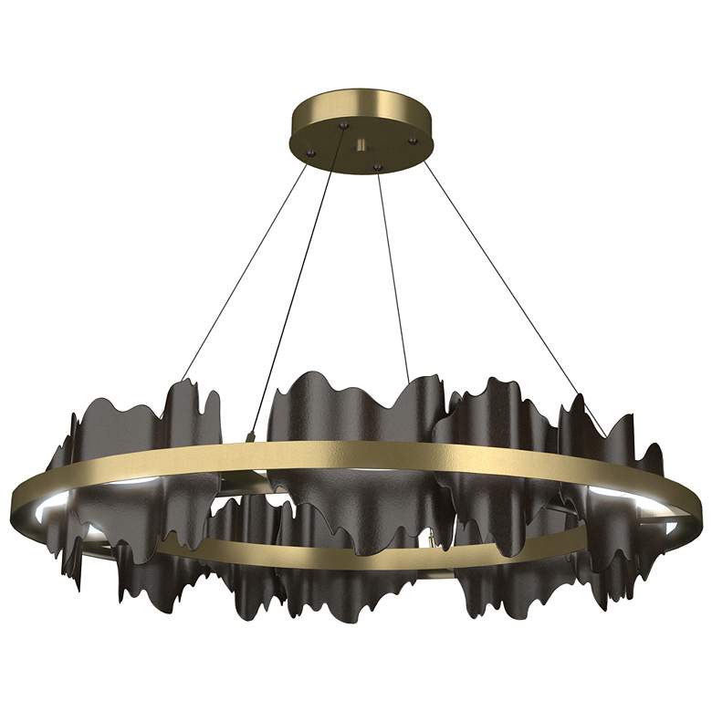 Image 1 Hildene 38"W Oil Rubbed Bronze Accented Circular Brass Standard LED Pe