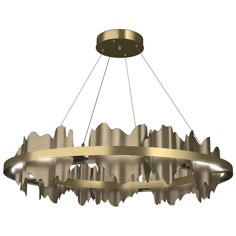 Image 1 Hildene 38"W Soft Gold Accented Circular Modern Brass Standard LED Pen