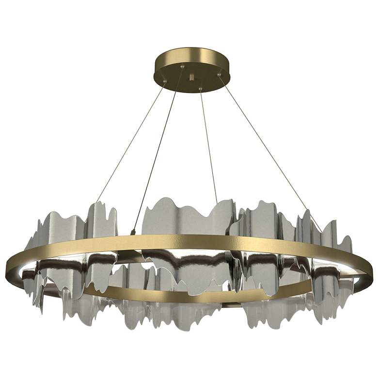 Image 1 Hildene 38"W Sterling Accented Circular Modern Brass Standard LED Pend
