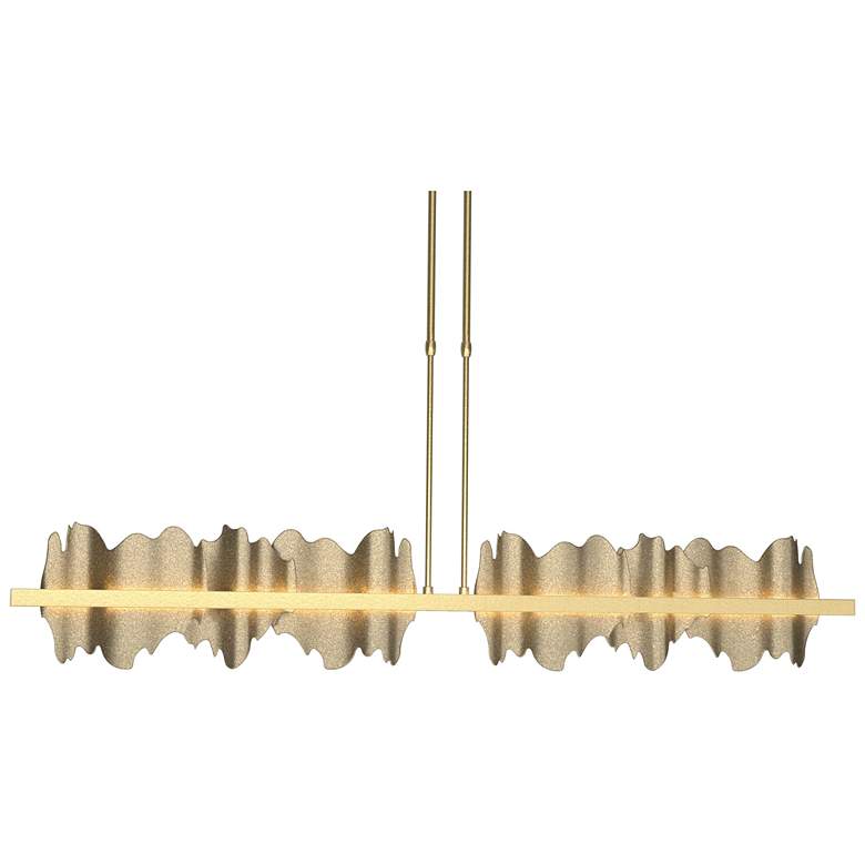 Image 1 Hildene 51.9 inchW Soft Gold Accented Large Brass Short Height LED Pendant