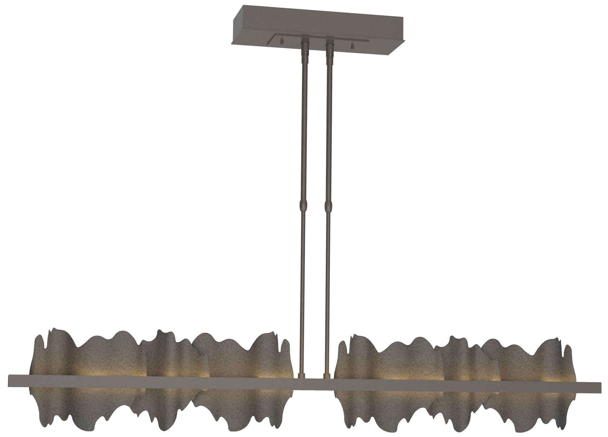 Hildene 51.9"W Large Dark Smoke And Natural Iron LED Pendant Made to Order