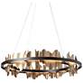 Hildene Circular LED Pendant - Black - Gold Accents - Standard Height