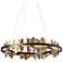 Hildene Circular LED Pendant - Black - Gold Accents - Standard Height