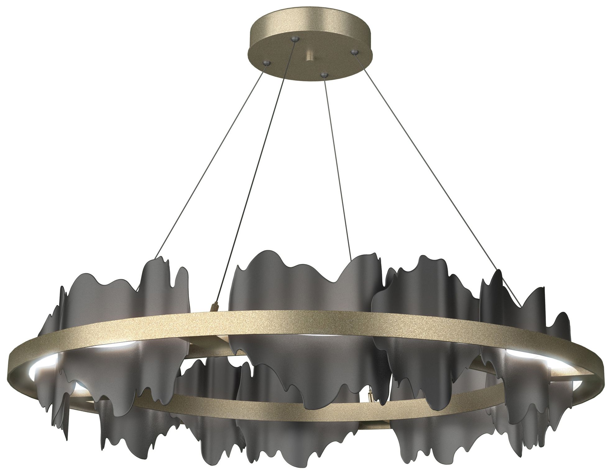 Hildene Circular LED Pendant - Gold - Black - Made to Order