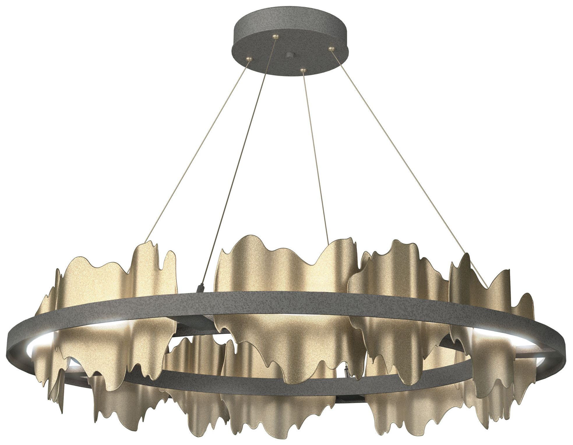 Hildene Circular LED Pendant - Iron - Gold - Made to Order