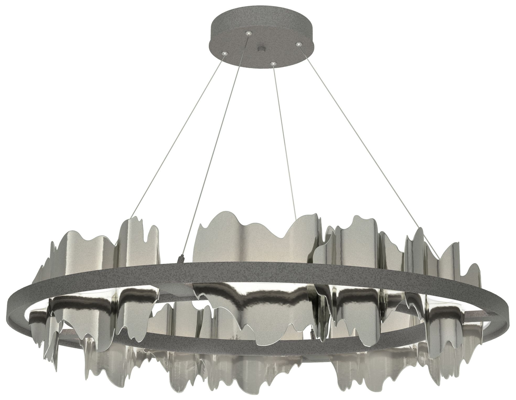 Hildene Circular LED Pendant - Iron - Sterling - Made to Order