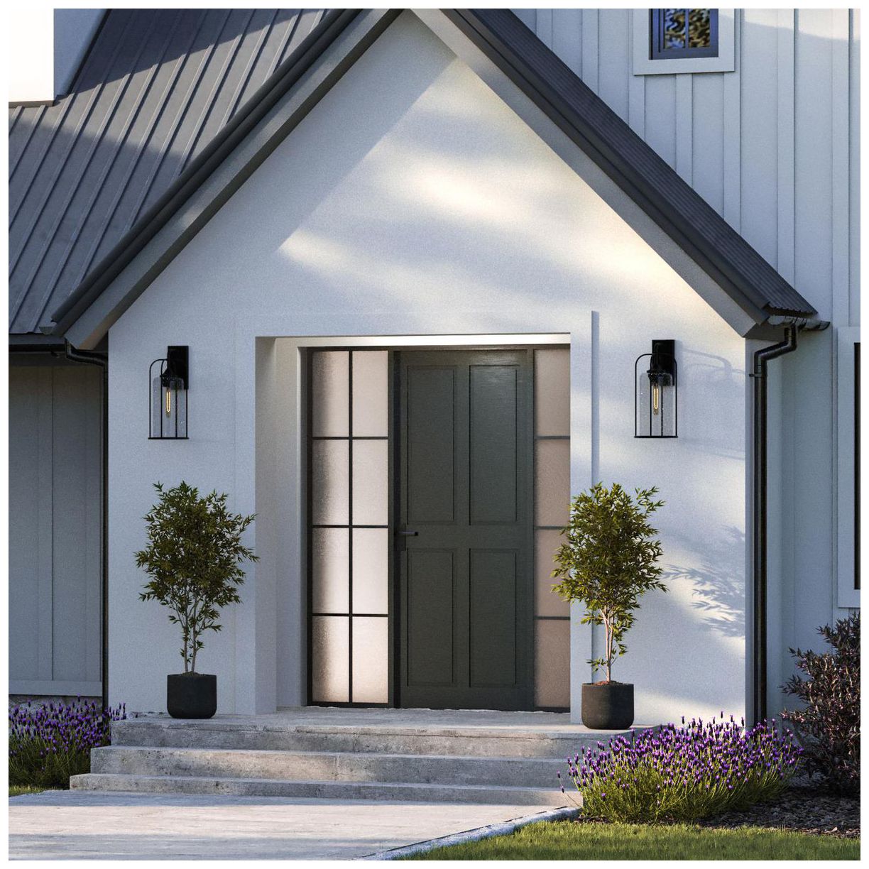 Image 2 Hill Collection One-Light Clear Seeded Glass Large Outdoor Wall Lantern more views