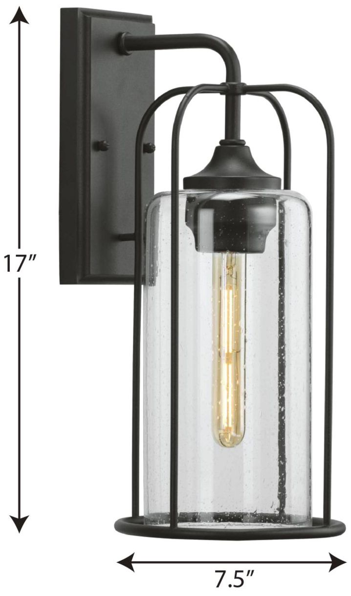 Image 4 Hill Collection One-Light Clear Seeded Glass Medium Outdoor Wall Lantern more views