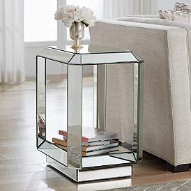 Image1 of Hillary 21" Wide Open-Shelf Mirror End Table by Studio 55D