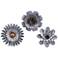 Hillary Galvanized 3-Piece Metal Wall Flowers Set
