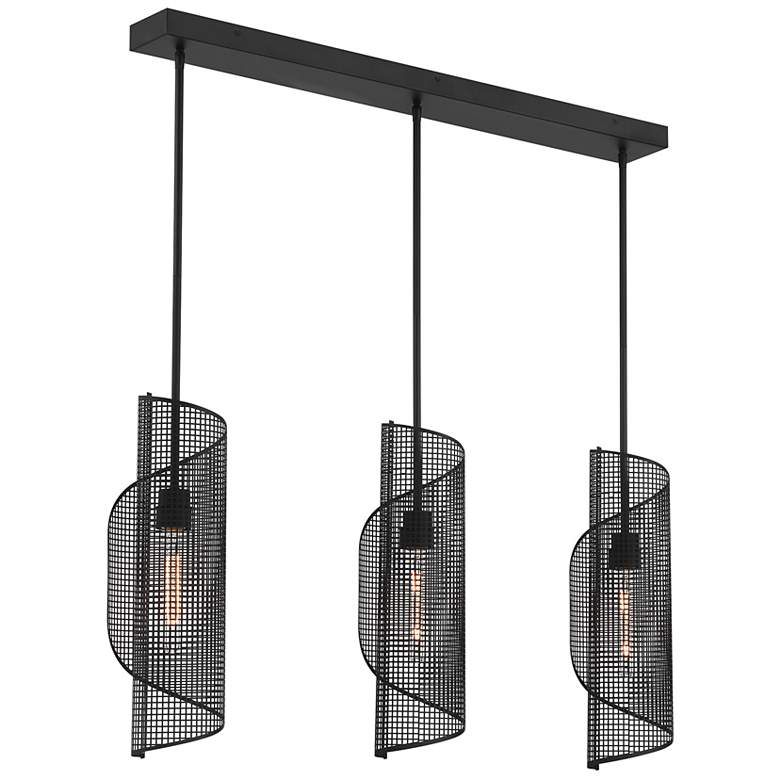 Image 3 Hillbourne 3-Light Linear Chandelier in Matte Black more views