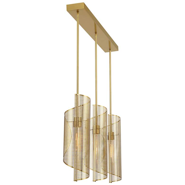 Image 5 Hillbourne 3-Light Linear Chandelier in Warm Brass more views