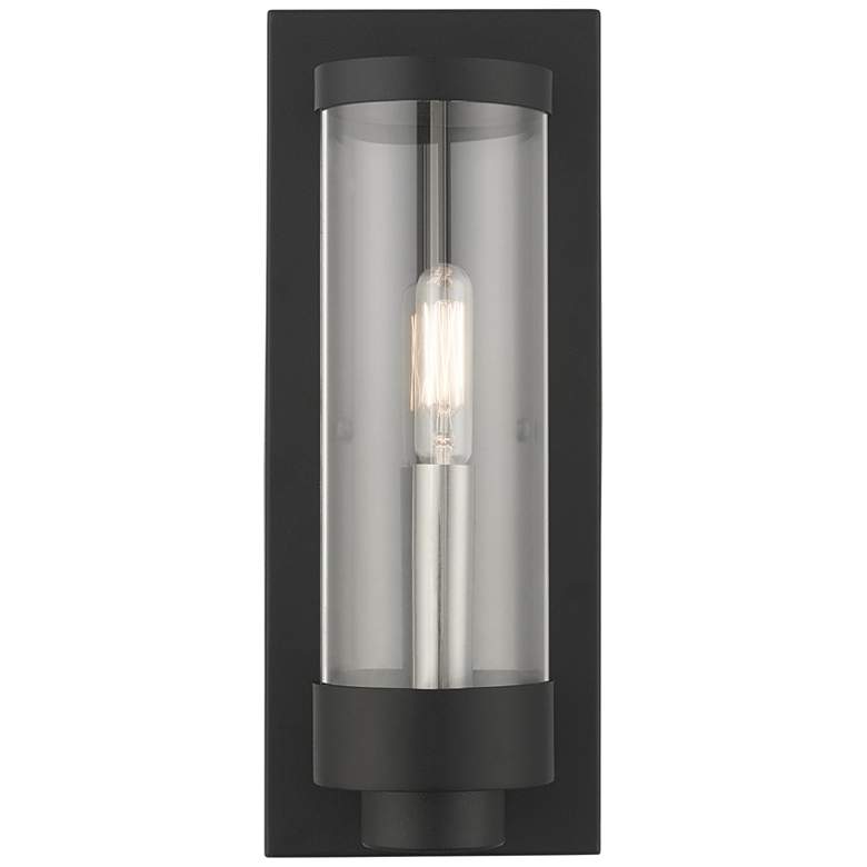 Image 1 Hillcrest 12" High Textured Black Lantern Outdoor Wall Light