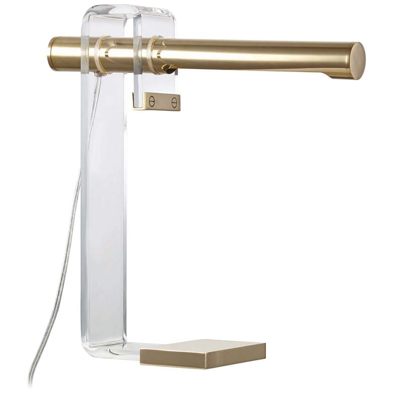 Image 1 Hillcrest 15 1/2"H Clear and Aged Brass Accent Table Lamp