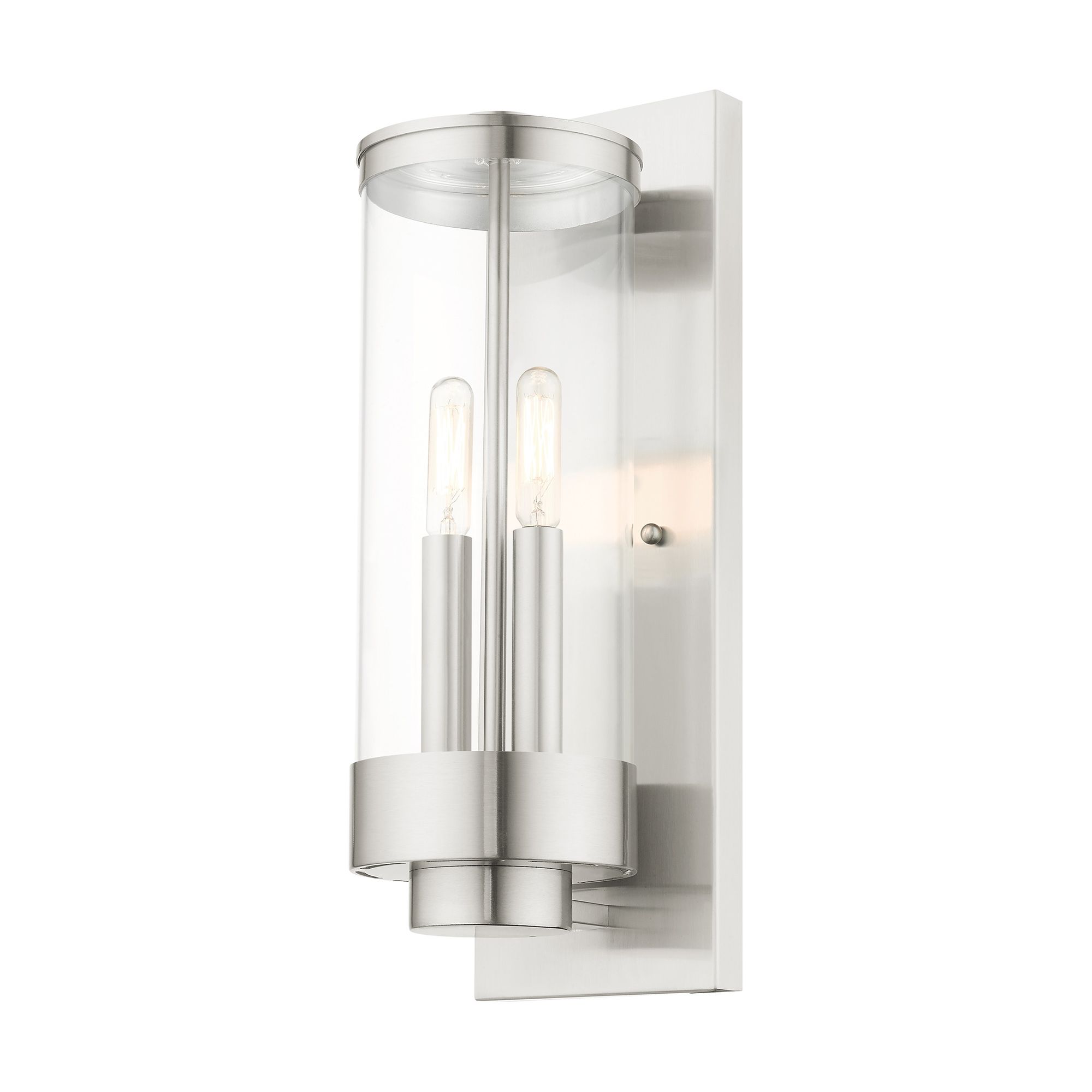 Image 6 Hillcrest 2 Light Brushed Nickel Outdoor Wall Lantern more views