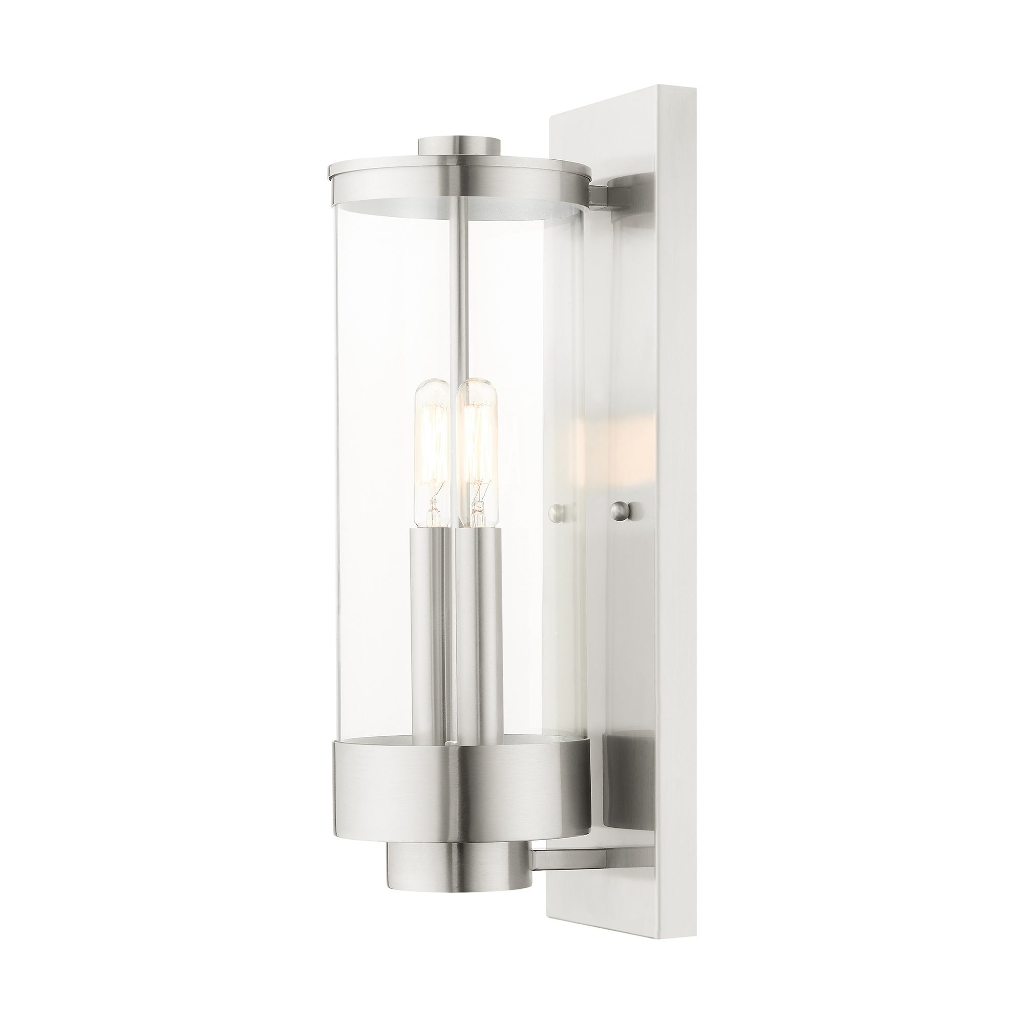 Image 7 Hillcrest 2 Light Brushed Nickel Outdoor Wall Lantern more views