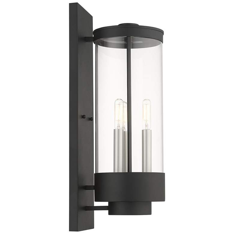 Image 2 Hillcrest 20 1/2"H Black 3-Light Lantern Outdoor Wall Light