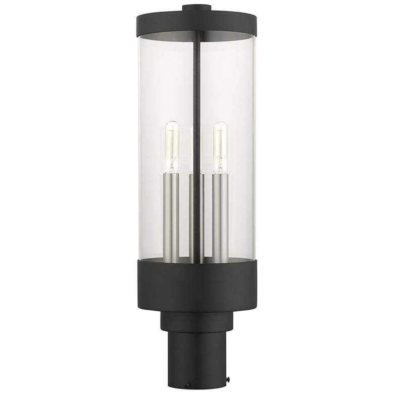 Image 1 Hillcrest 20 1/4"H Black 3-Light Lantern Outdoor Post Light