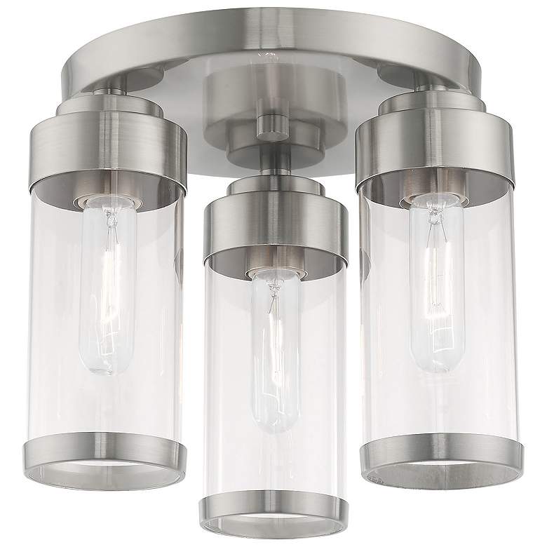 Image 1 Hillcrest 3 Light Brushed Nickel Ceiling Mount