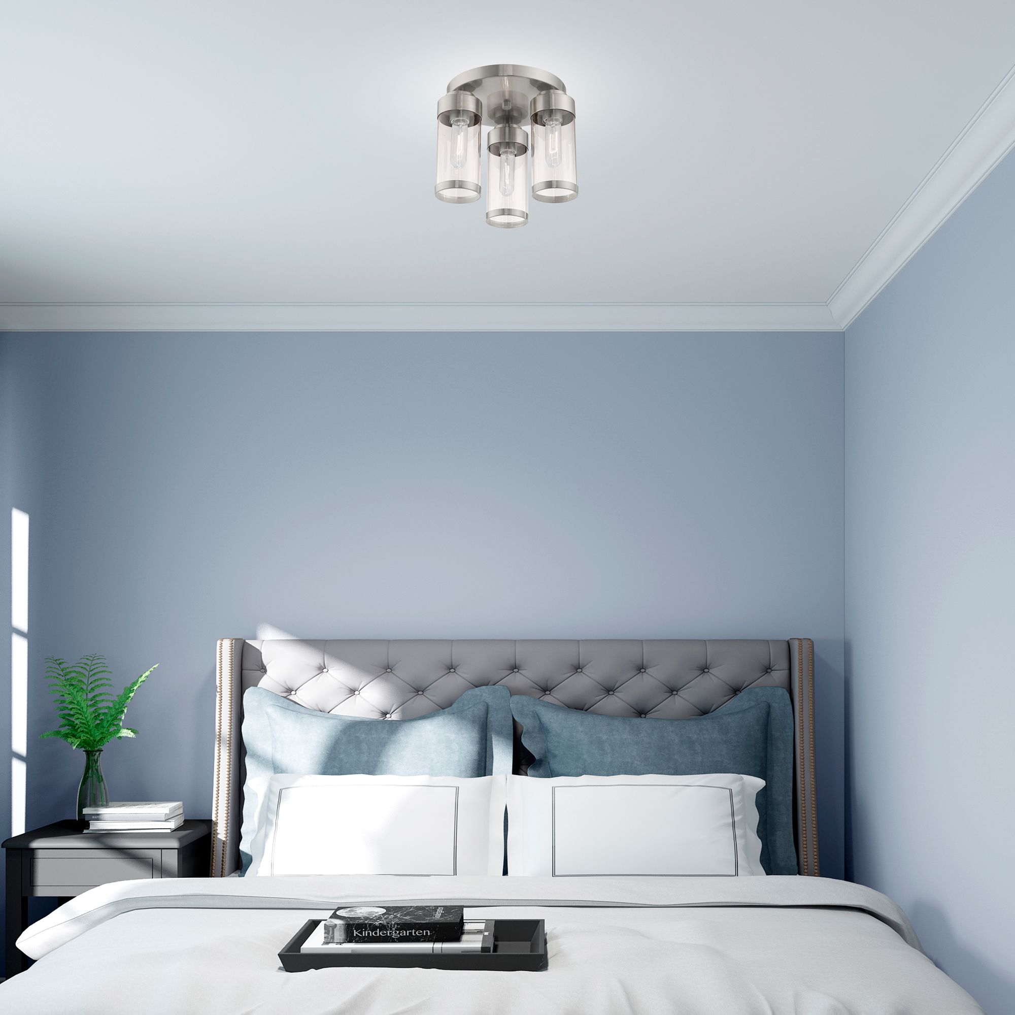 Hillcrest 3 Light Brushed Nickel Ceiling Mount