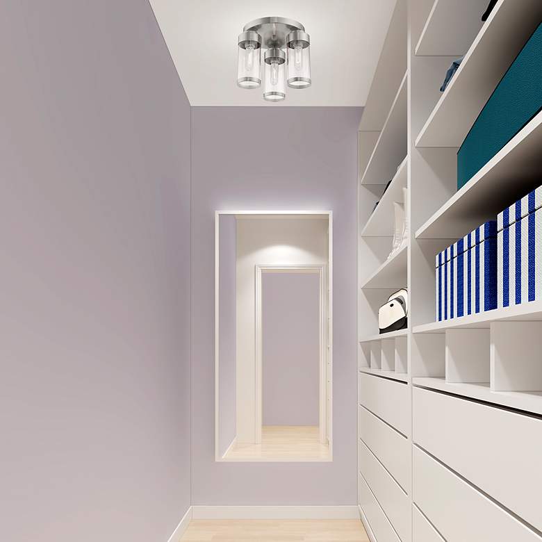 Image 7 Hillcrest 3 Light Brushed Nickel Ceiling Mount more views